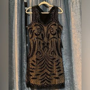 Venus beaded black and silver dress with mesh back - tags attached.